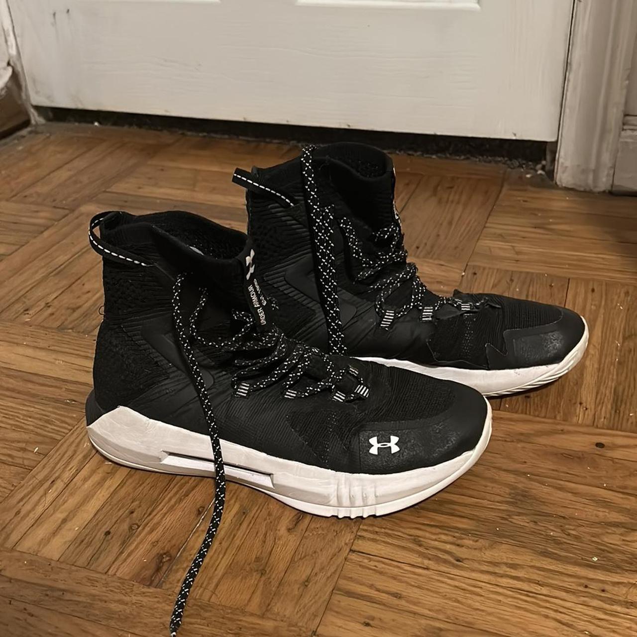 Black Under Armour high top volleyball shoes Depop