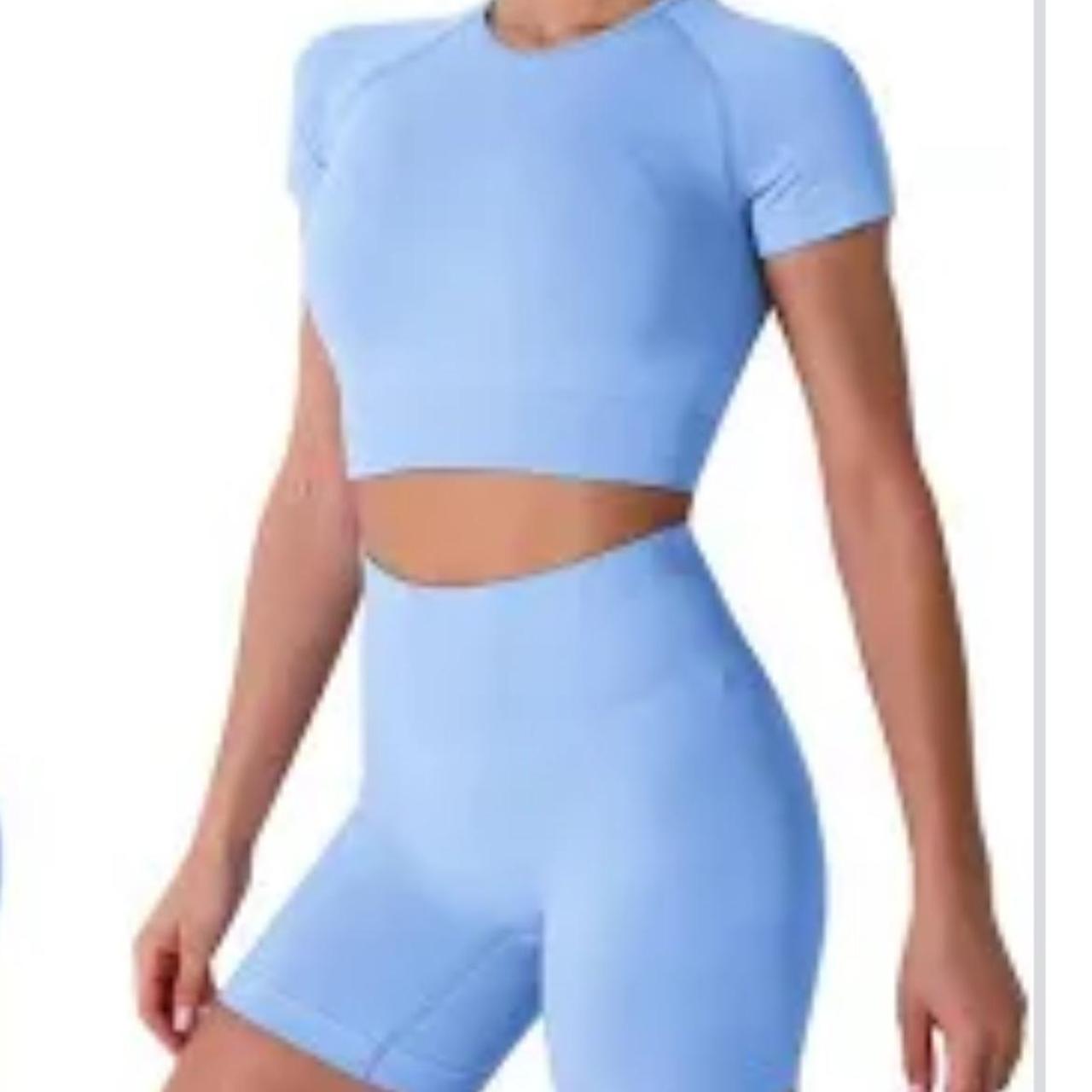 light blue workout set WORN once Depop