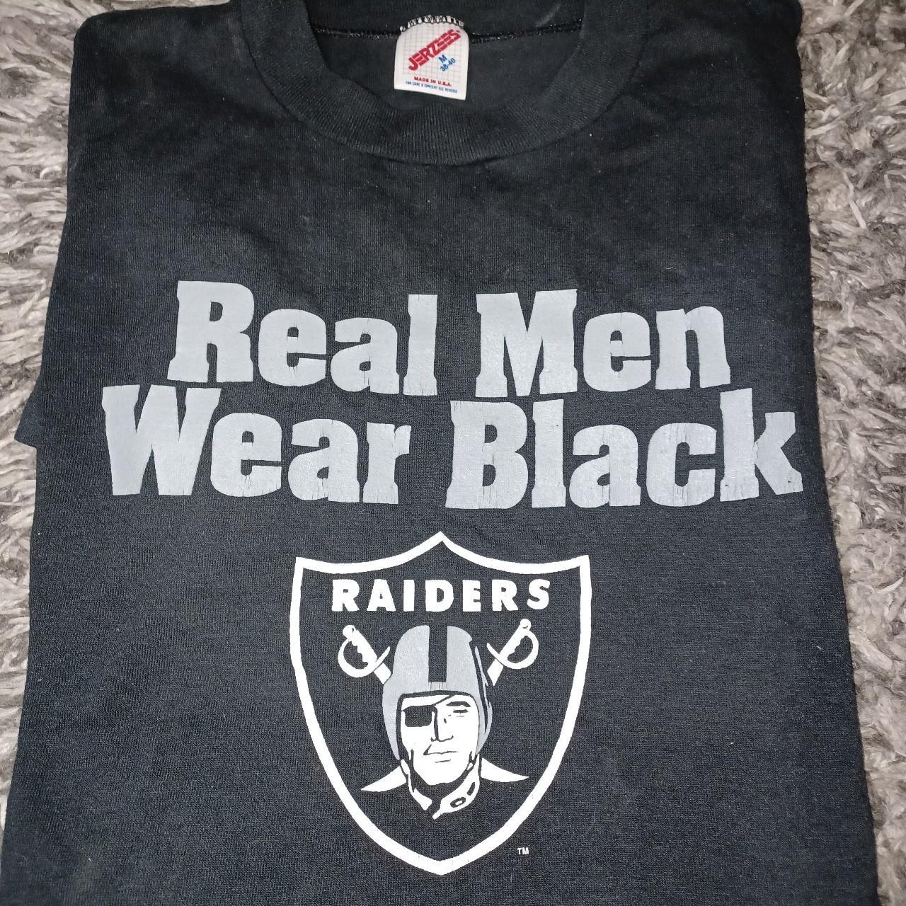 Vintage Oakland Raiders T Shirt Sliver & Black - Depop