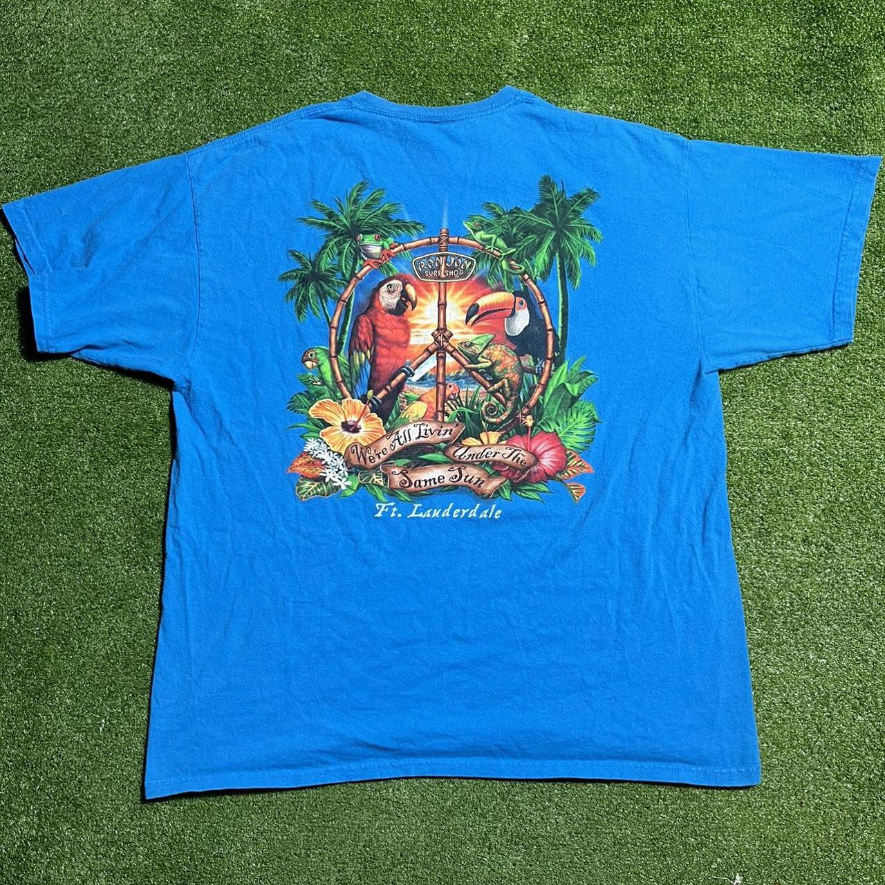 Y2K Ron Jon surf shop shirt size XL blue in good... - Depop