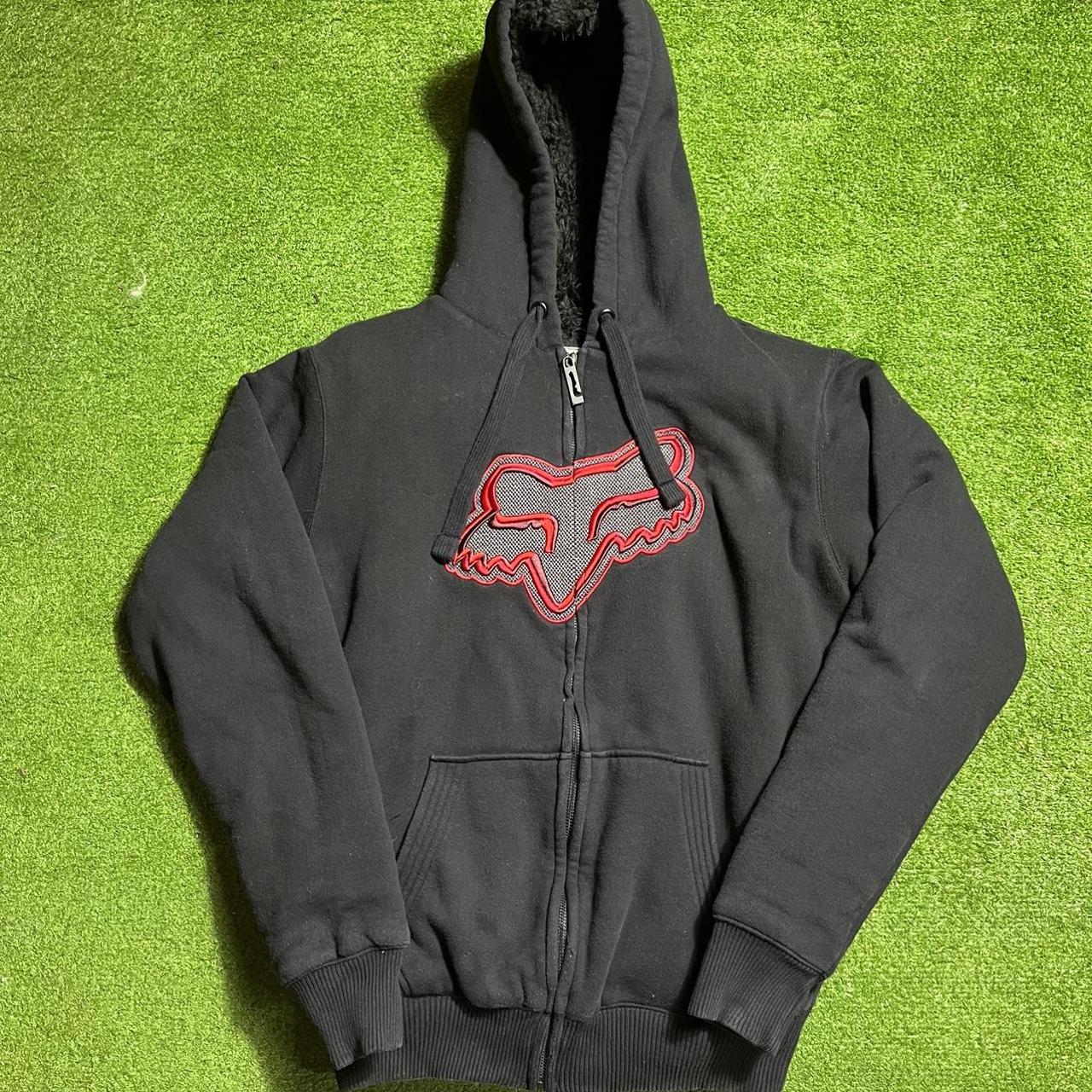 Fox Racing Women's Black and Red Hoodie | Depop