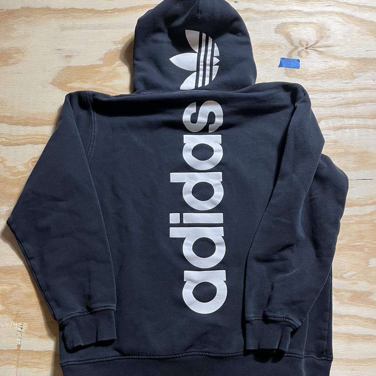 Y2K Black Adidas trefoil hoodie size medium in good | Depop