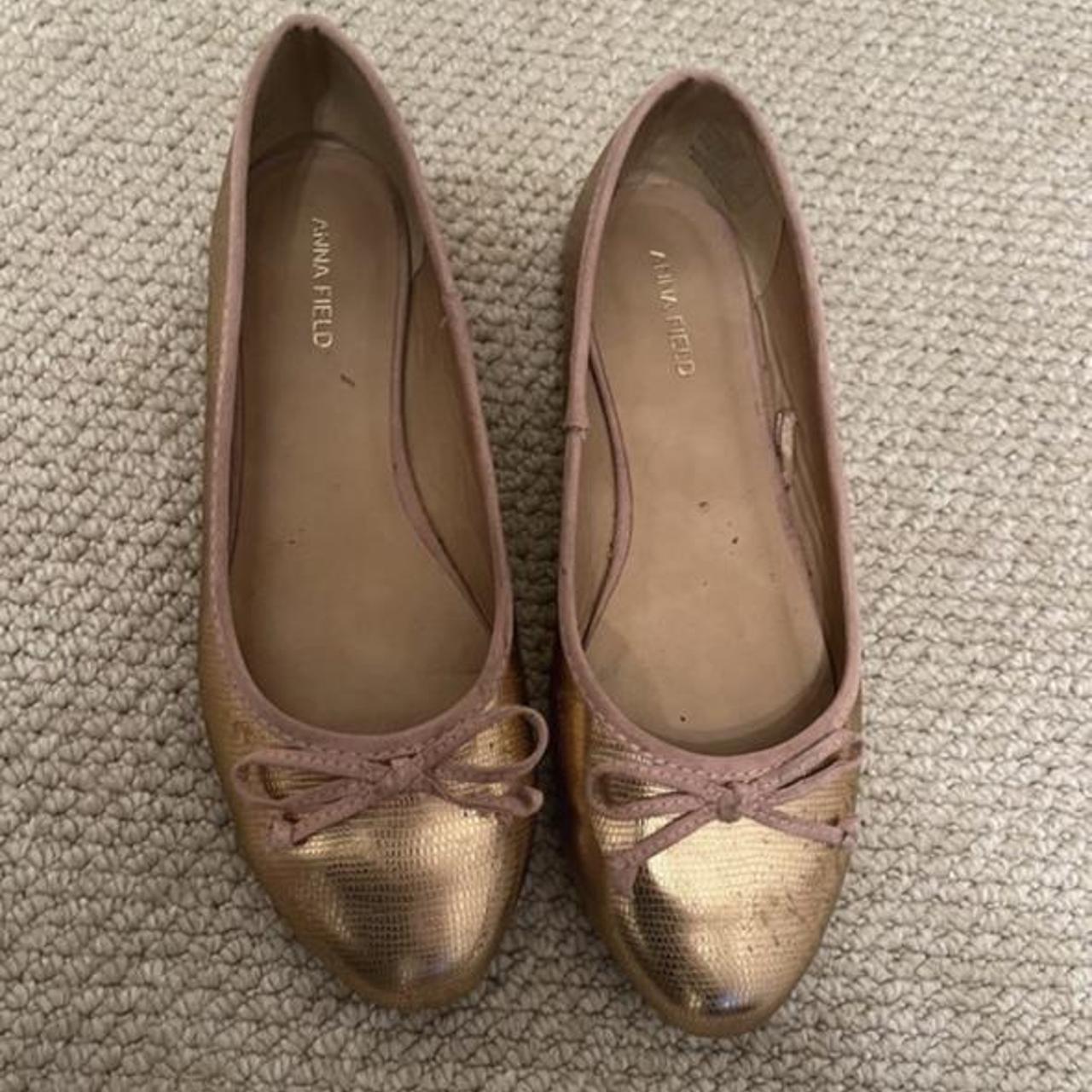 Anna Field rose gold ballet pumps worn once Depop