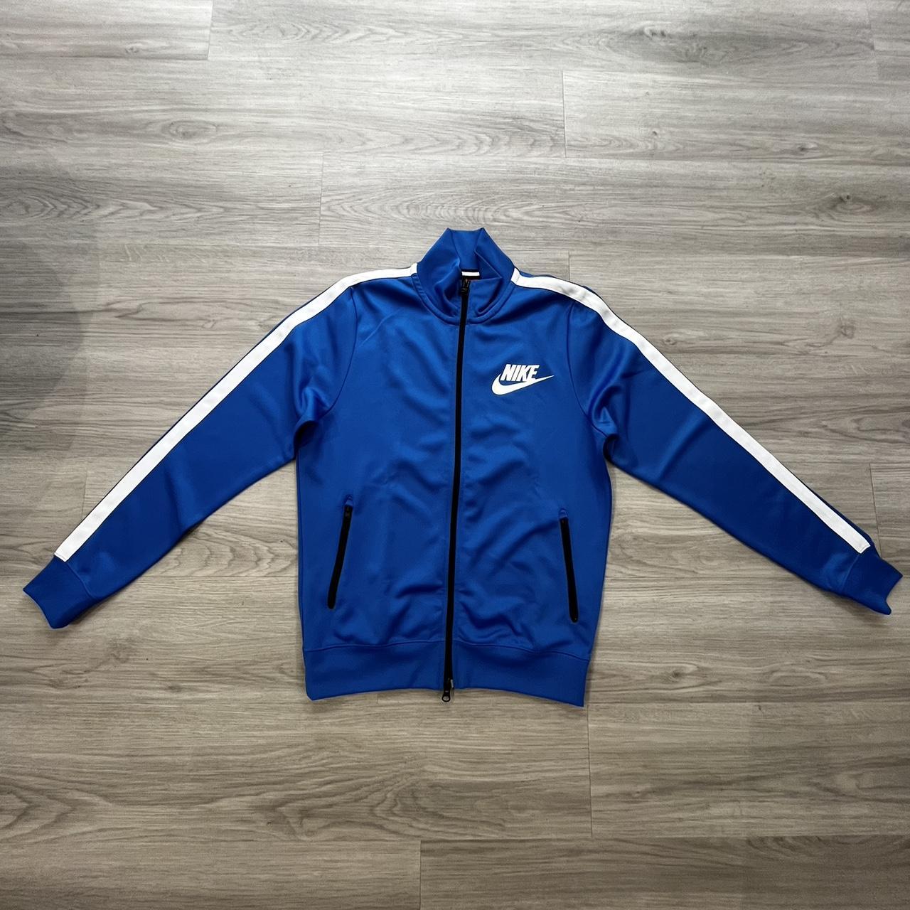 Nike blue and white strip full zip jacket O G palm... - Depop