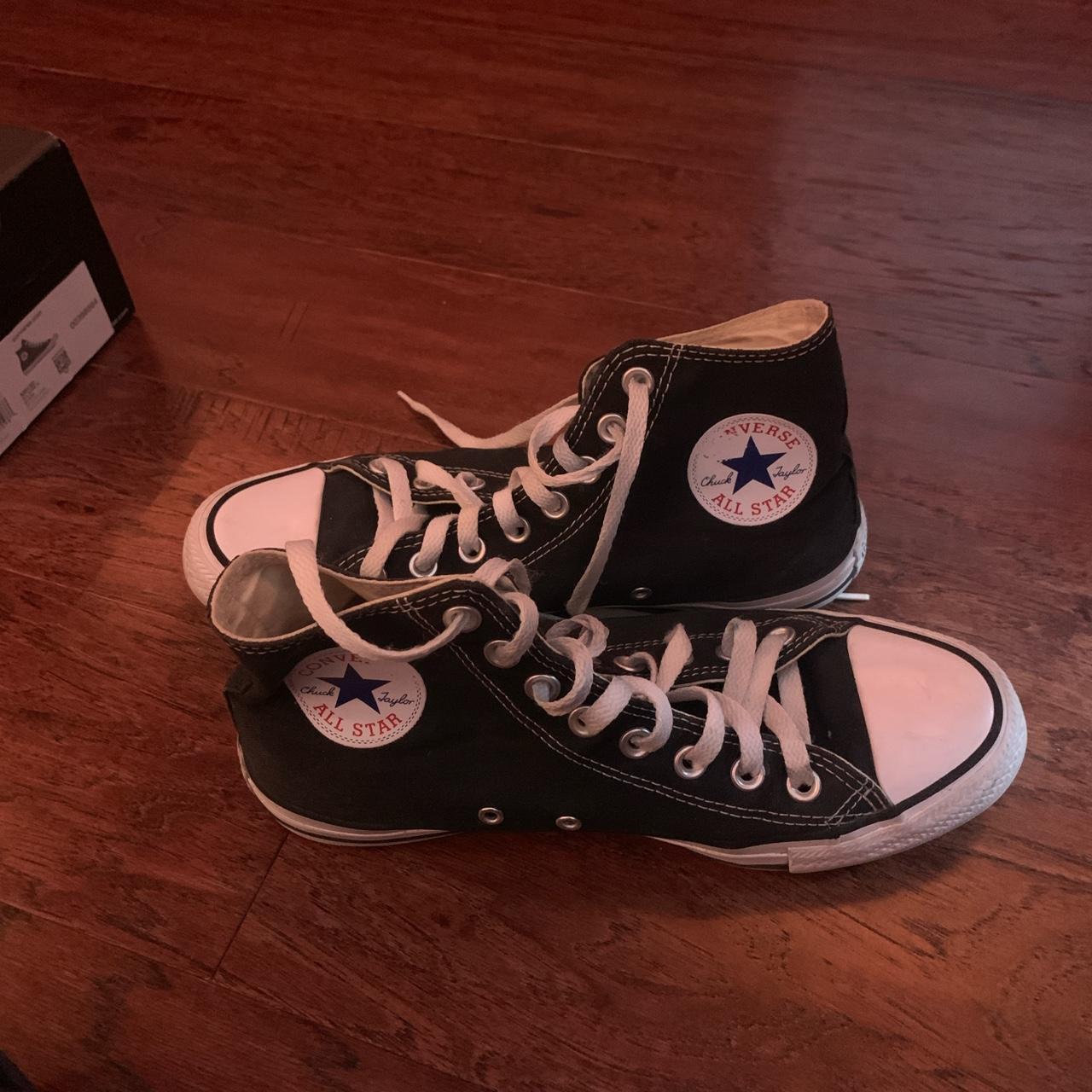 size 9.5 black hightop converse - Depop