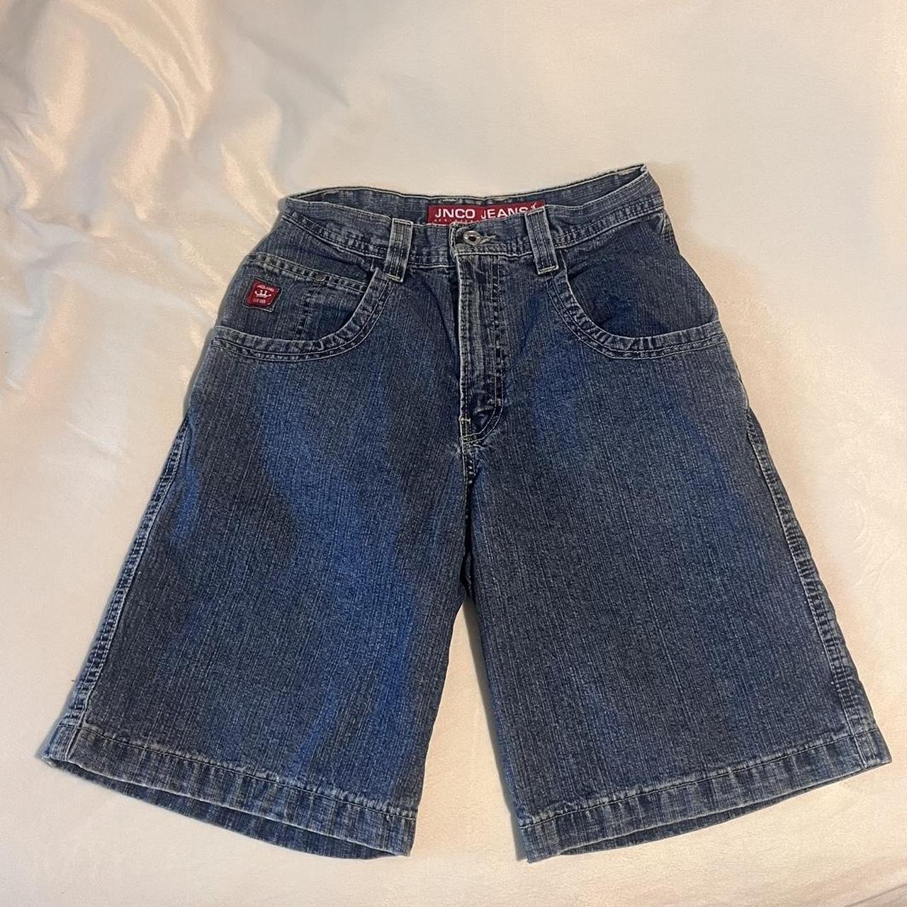 JNCO jorts sick print on the back Size 14 youth Msg... - Depop