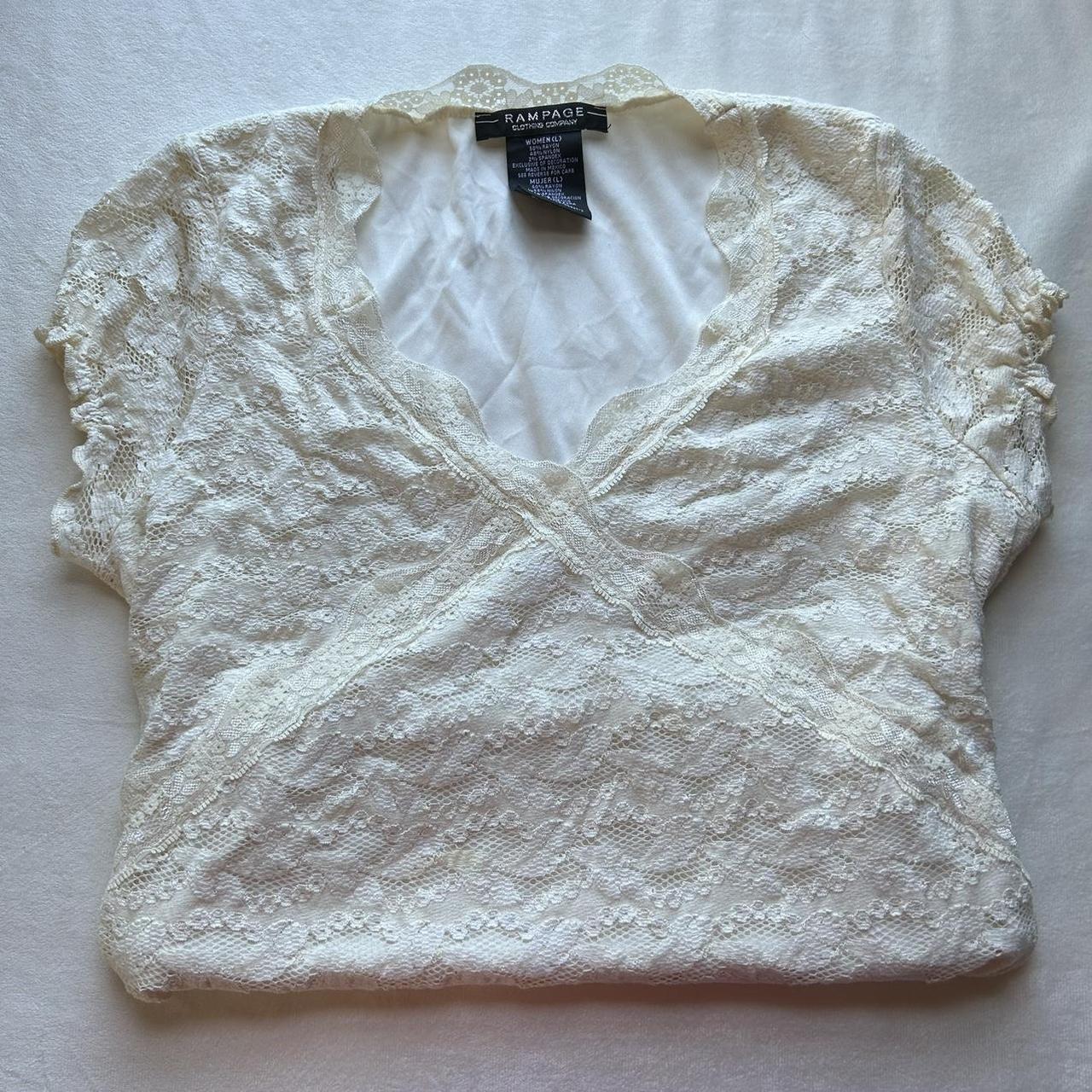 🍼Adorable cream white lace blouse🍼 Super cottagecore... - Depop