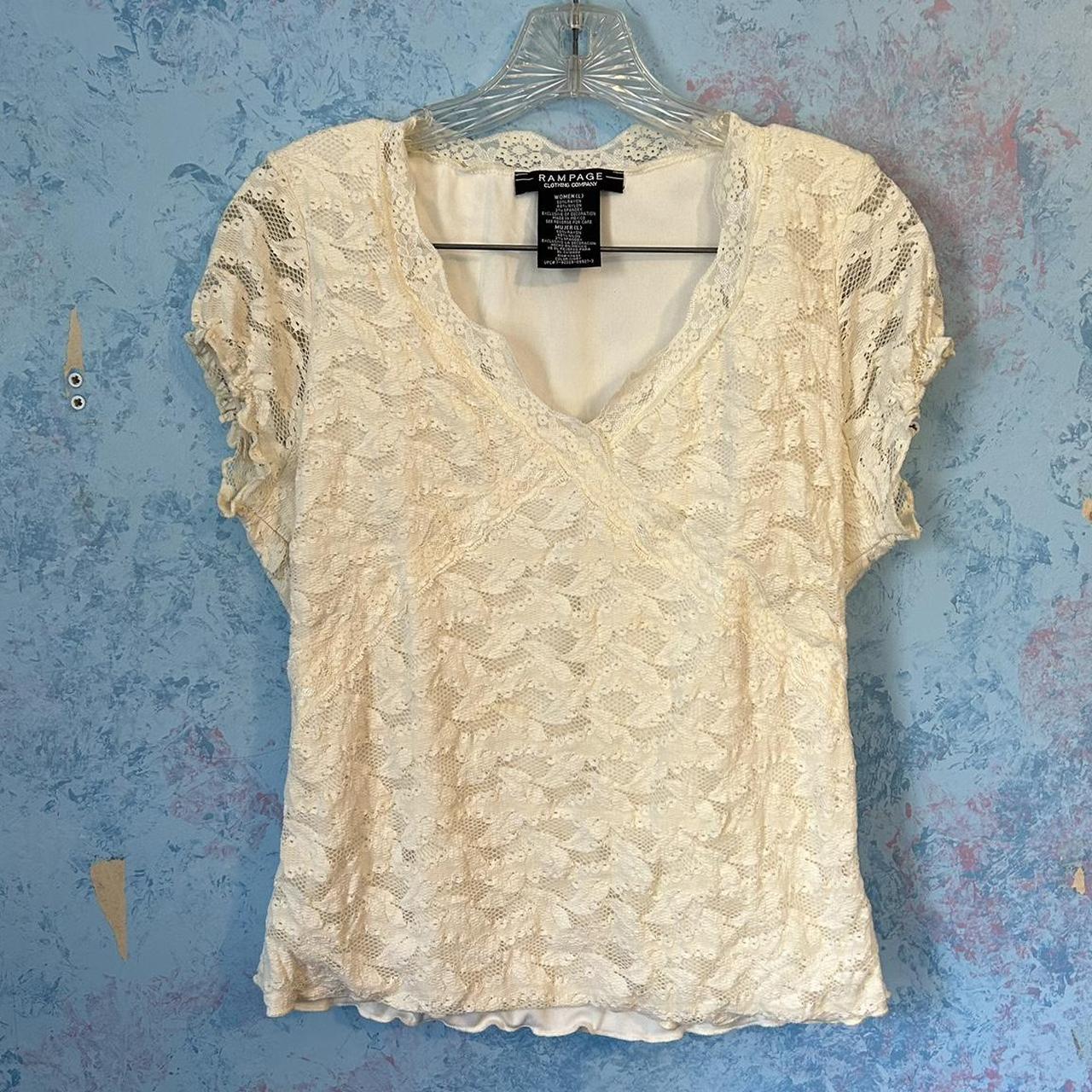 🍼Adorable cream white lace blouse🍼 Super cottagecore... - Depop