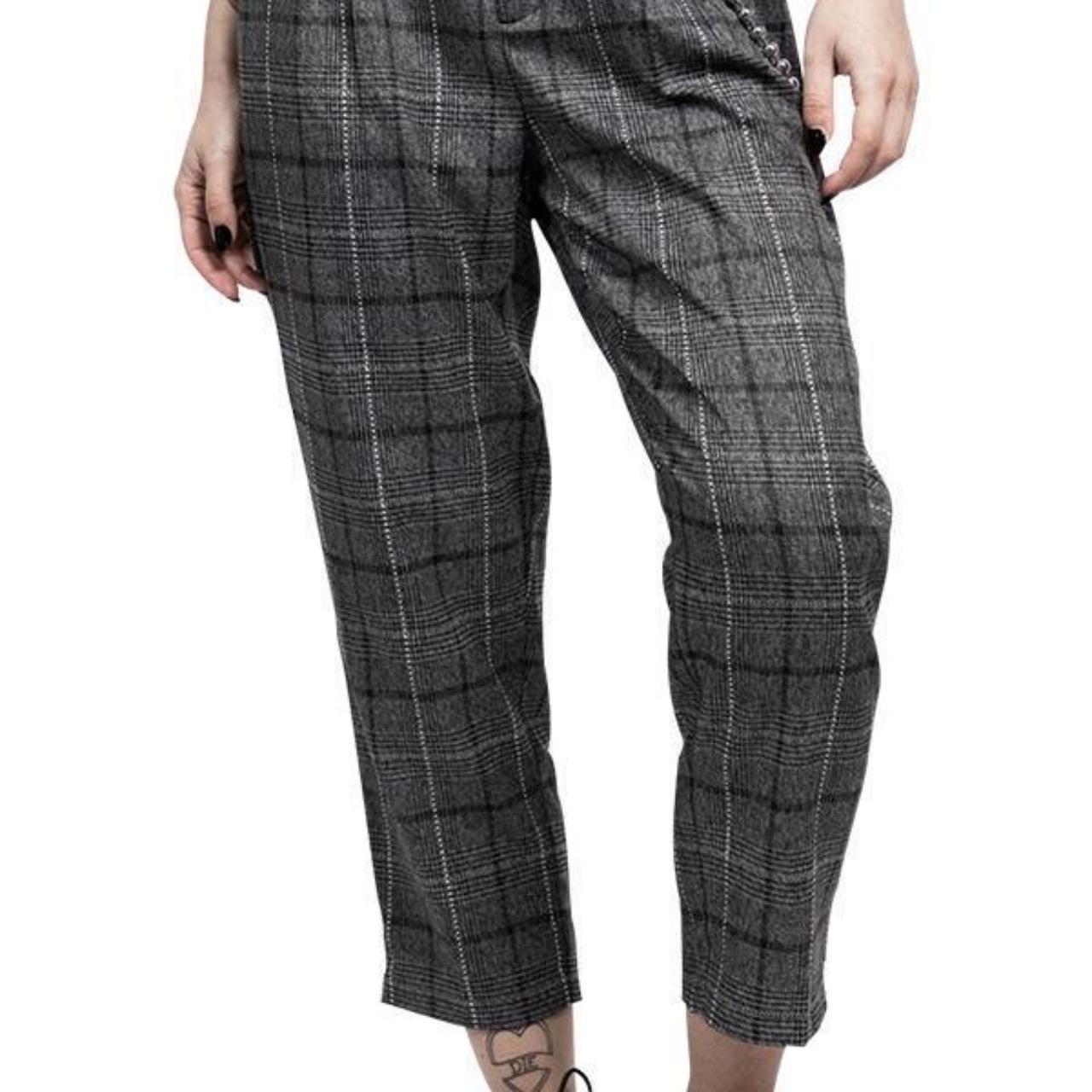 Disturbia grey and black plaid Sid trousers, size... - Depop