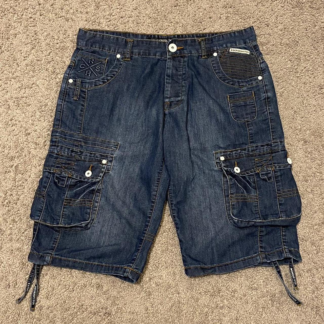 Crosshatch denim cheap cargo shorts