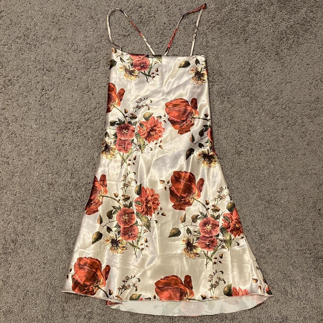 Floral mini dress Worn one time in perfect... - Depop