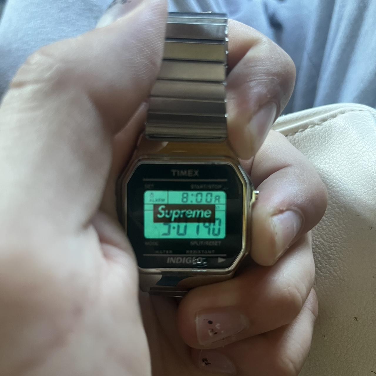 Supreme 19aw Timex Digital Watch Silver digital... - Depop