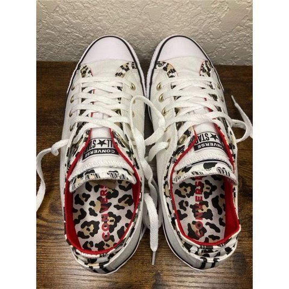 White & black double upper hot sale leopard trainers