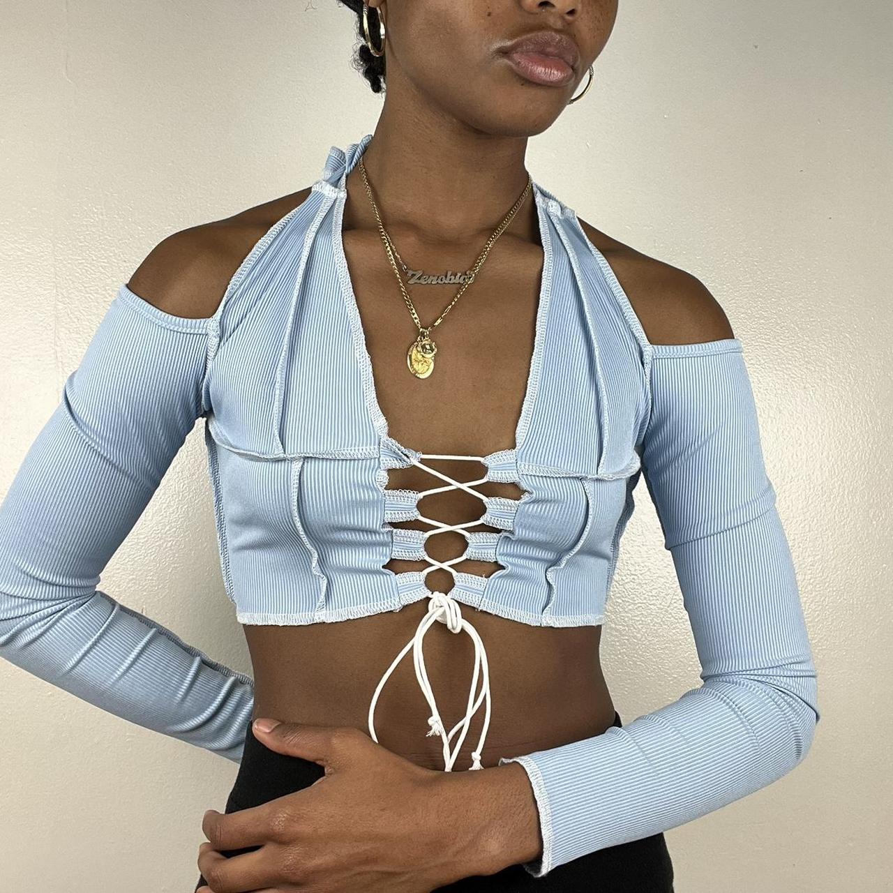 Long sleeve halter on sale top