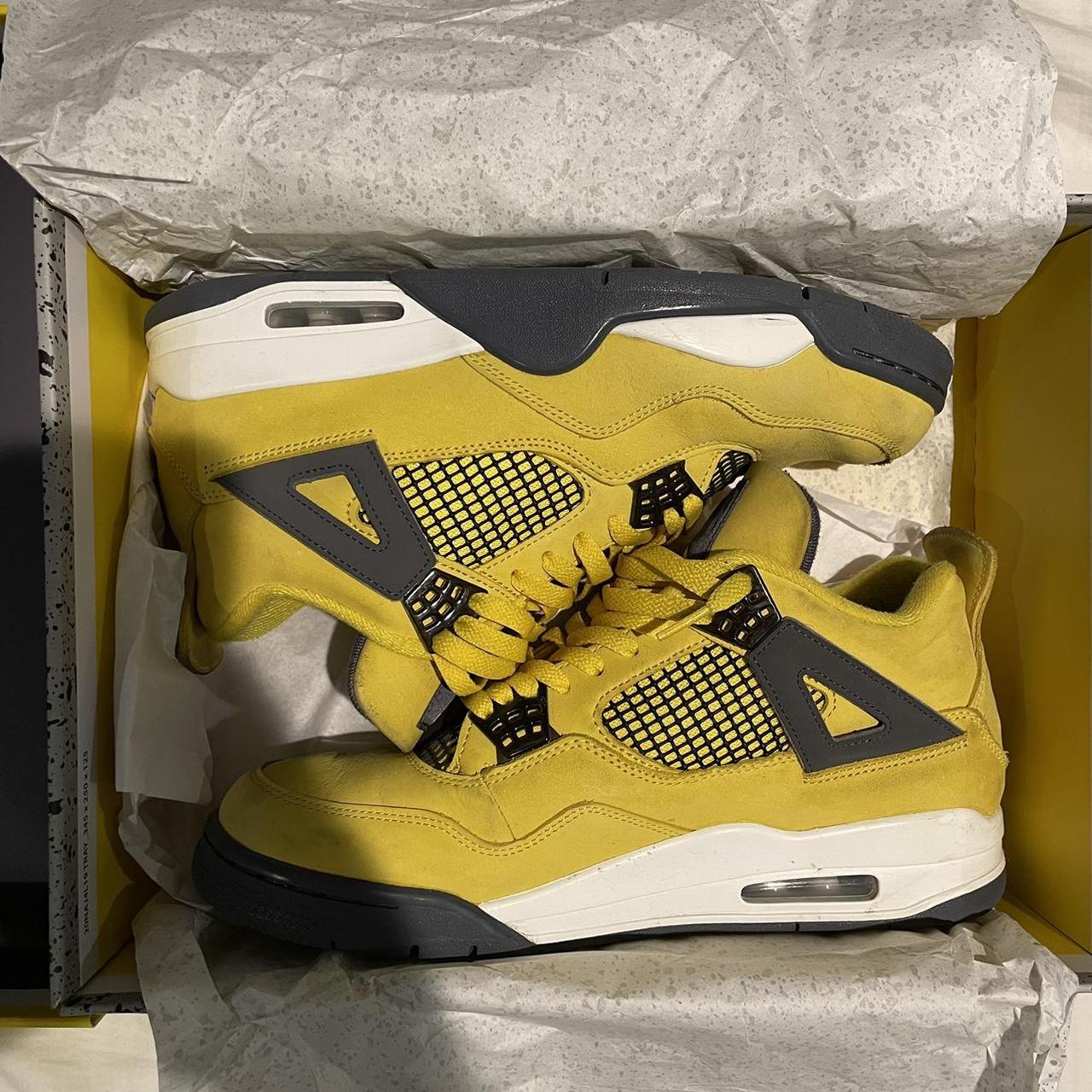 Jordan 4 Retro “Lightning Yellow” - Yellow /Grey... - Depop