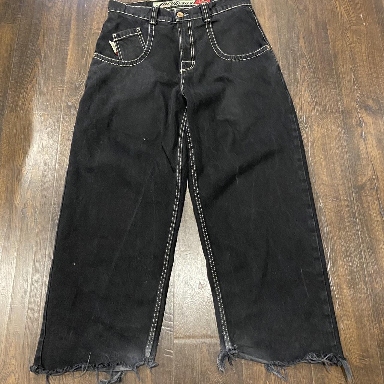 Men's Black and White Jeans Depop