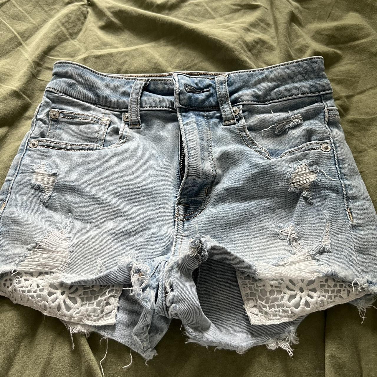 American eagle ripped jean shorts Hi rise size. Depop