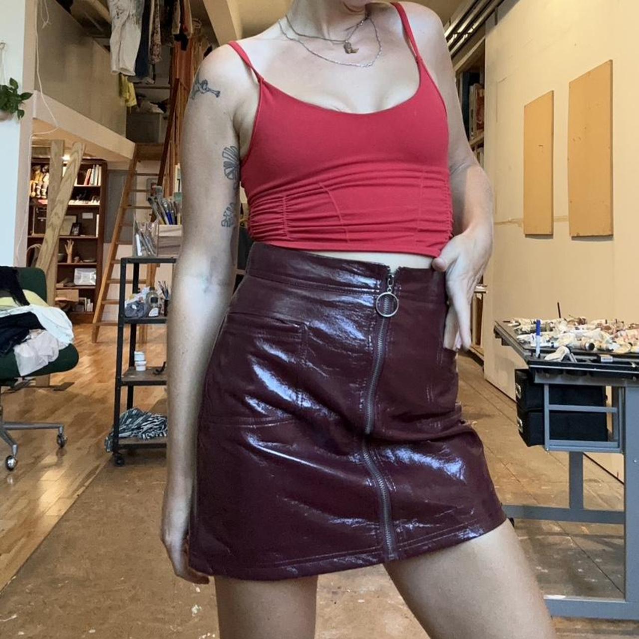 Burgundy mini clearance skirt with zip