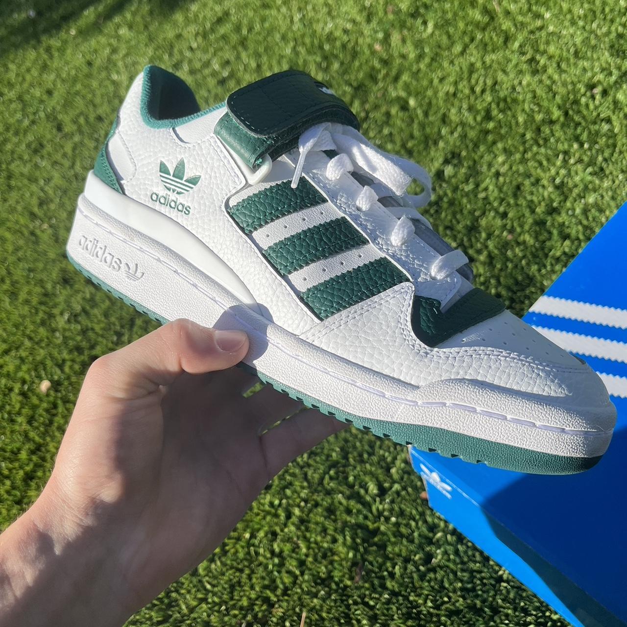 Adidas Men's White and Green Trainers | Depop