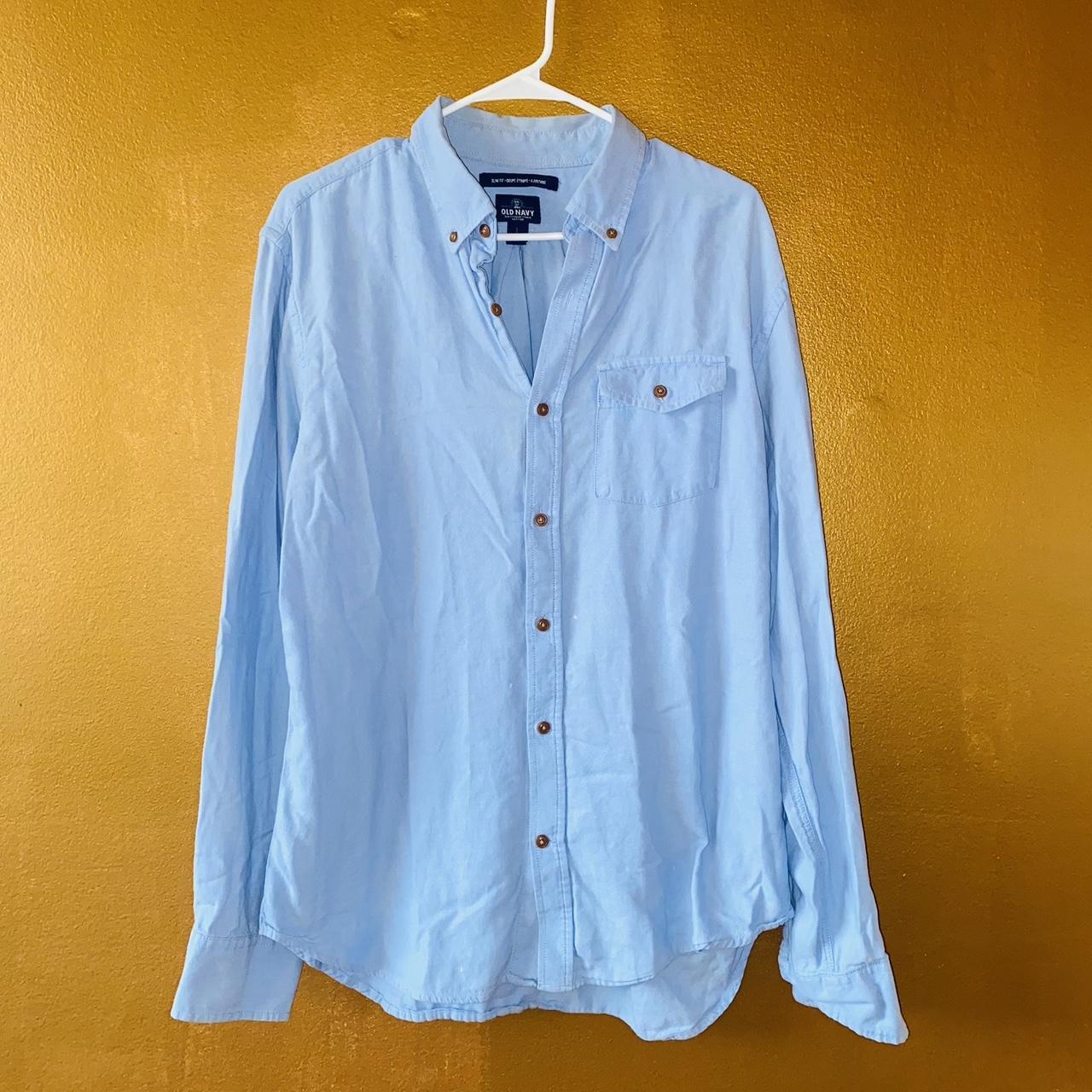 Old Navy Slimfit LightBlue Shirt w/ Burgundy... Depop