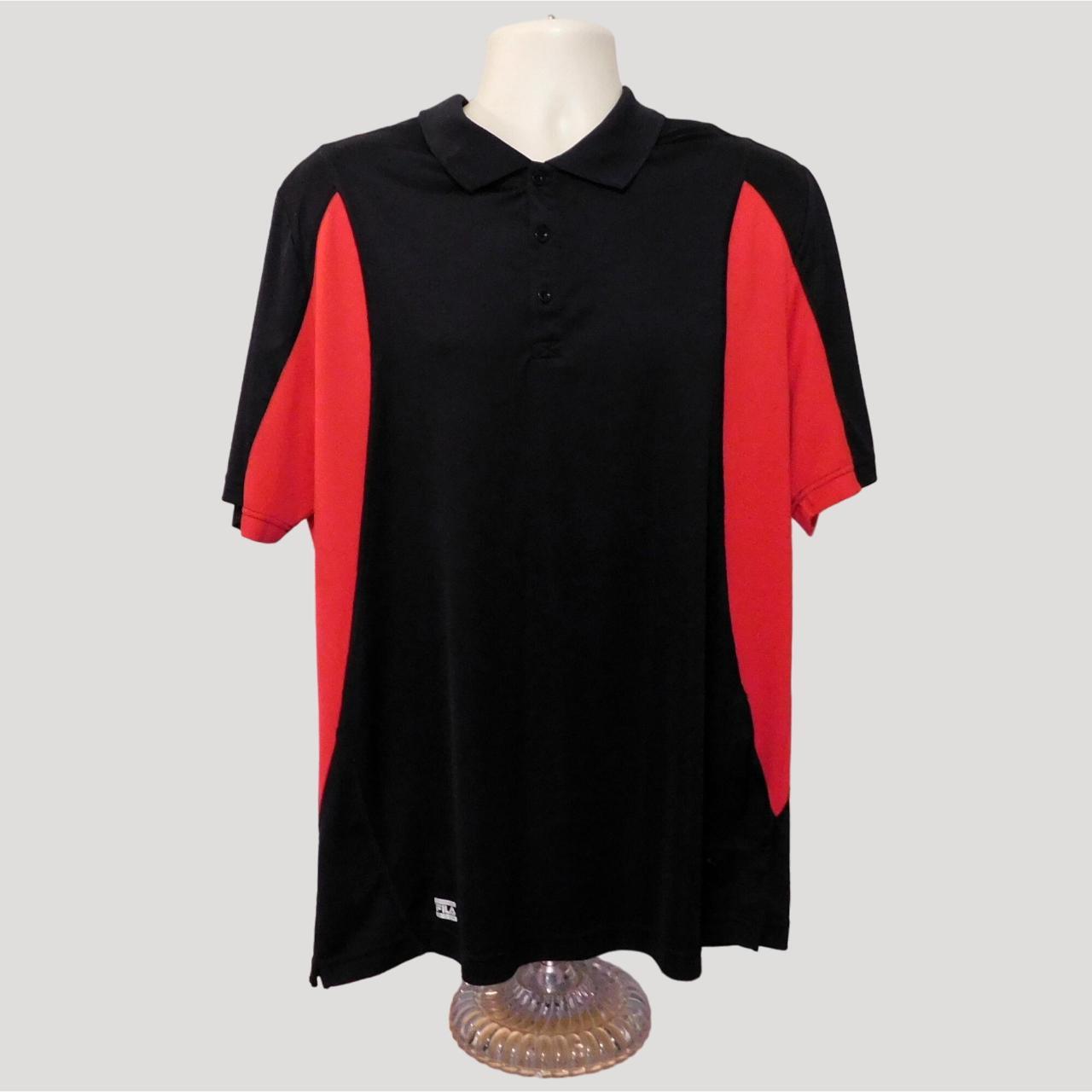 Fila Sport Golf Polo Shirt Mens XL Black Red Buttons. Depop