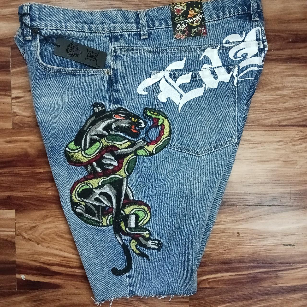 Ed hardy jorts size 38 says slim fit but fits normal - Depop