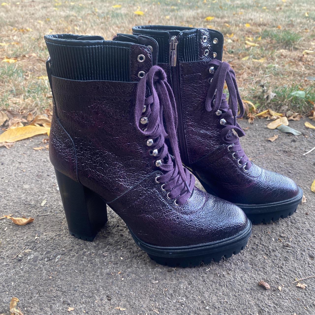 Vince Camuto dark purple real leather lace up