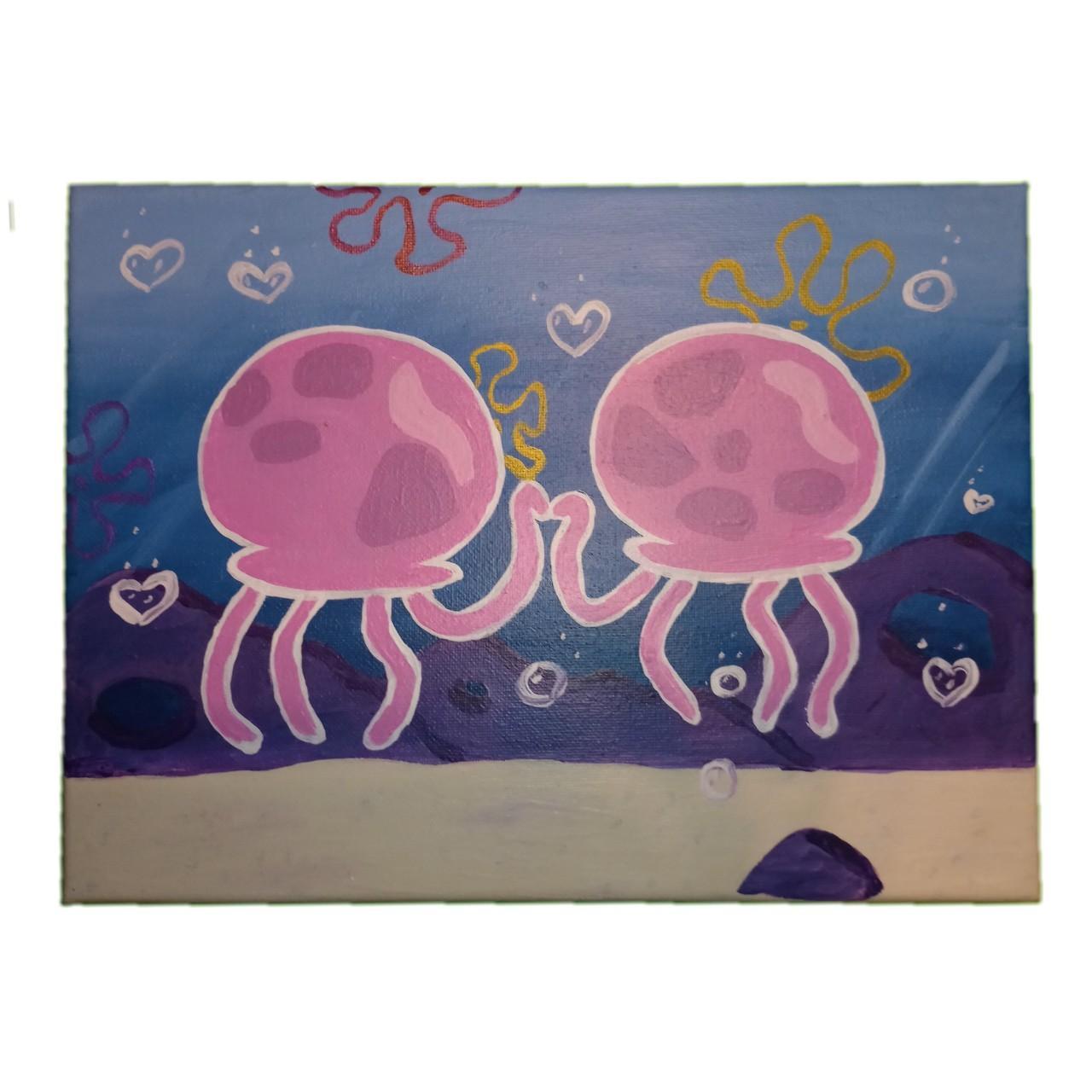 9x12 jellyfish SpongeBob painting they're making a - Depop
