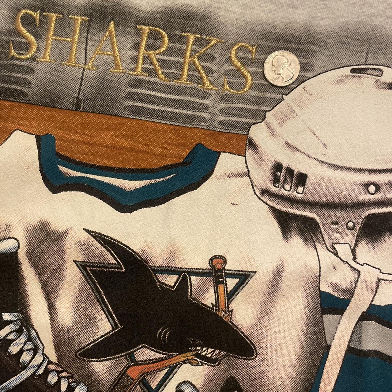 6-8years 90s Turquoise San José Sharks Hockey Hoodie Made in 