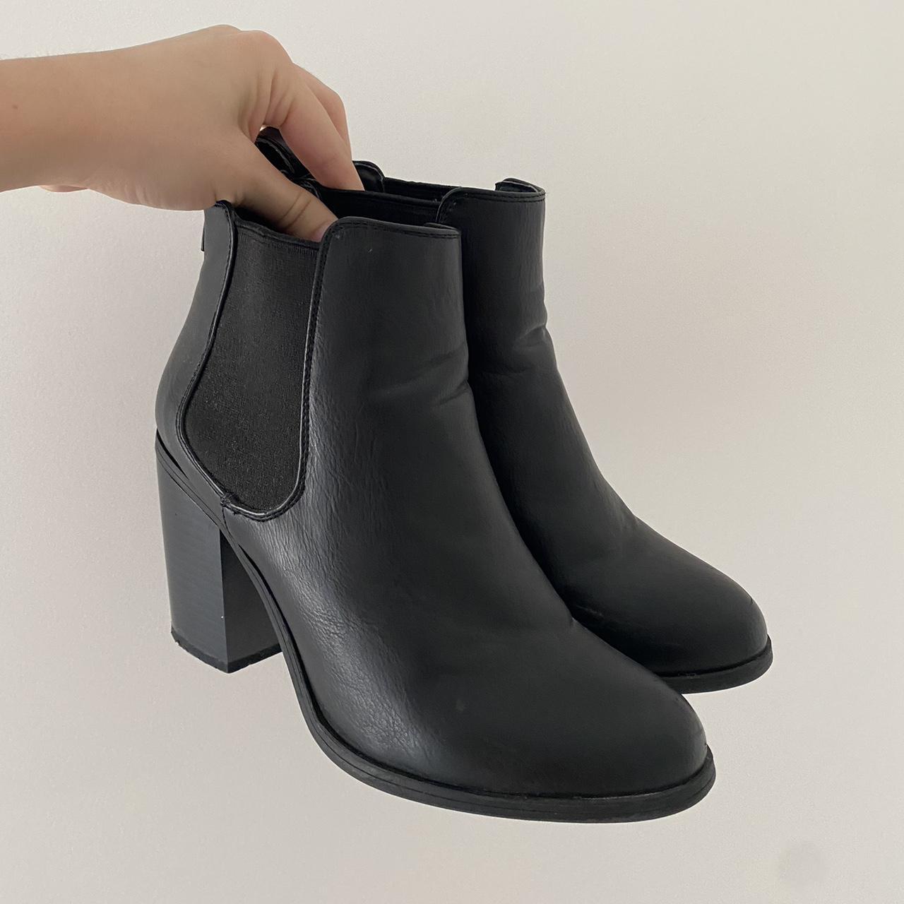 Selling my little black chelsea boots!! Faux leather... - Depop