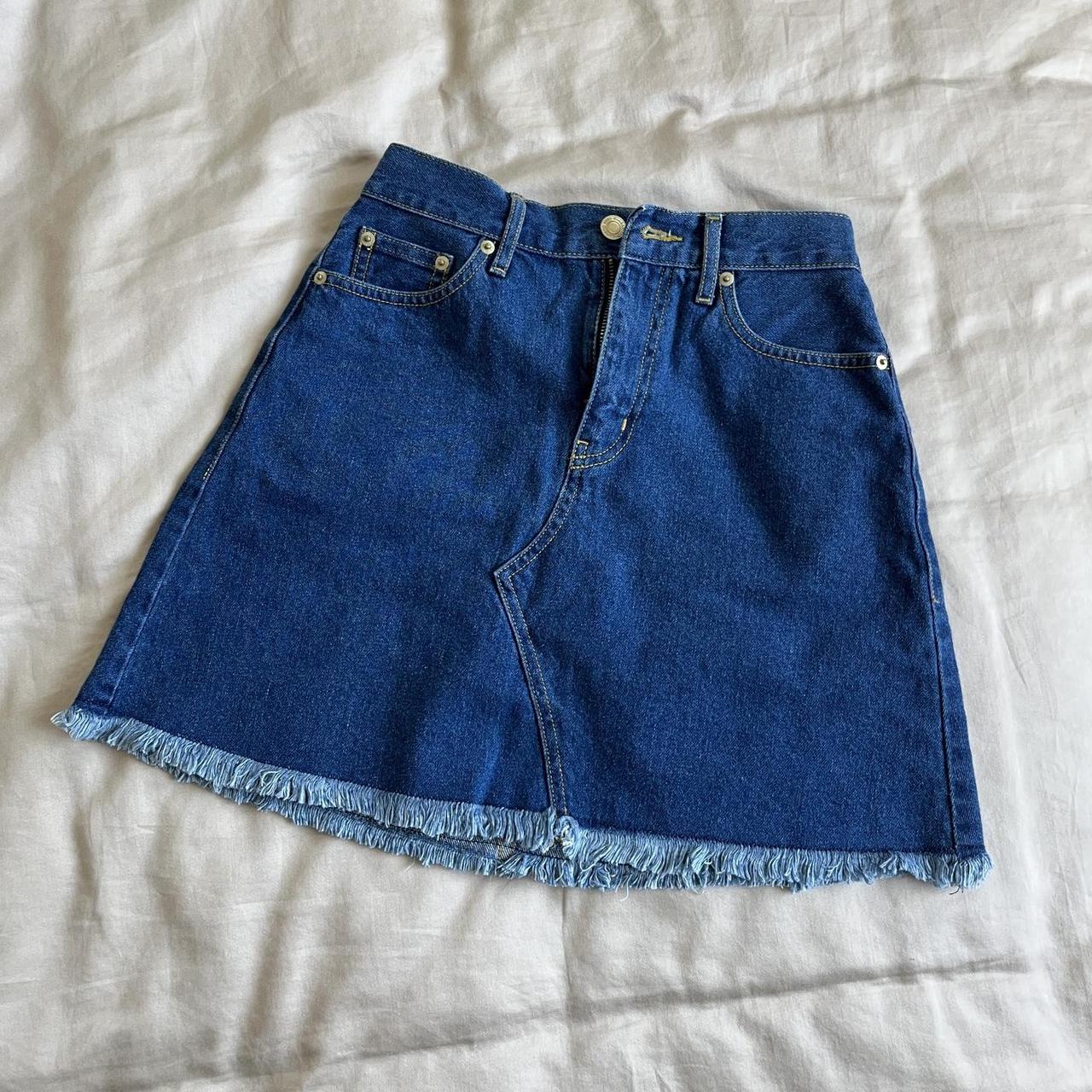 wego japan frayed denim mini skirt ☻ japan free... - Depop