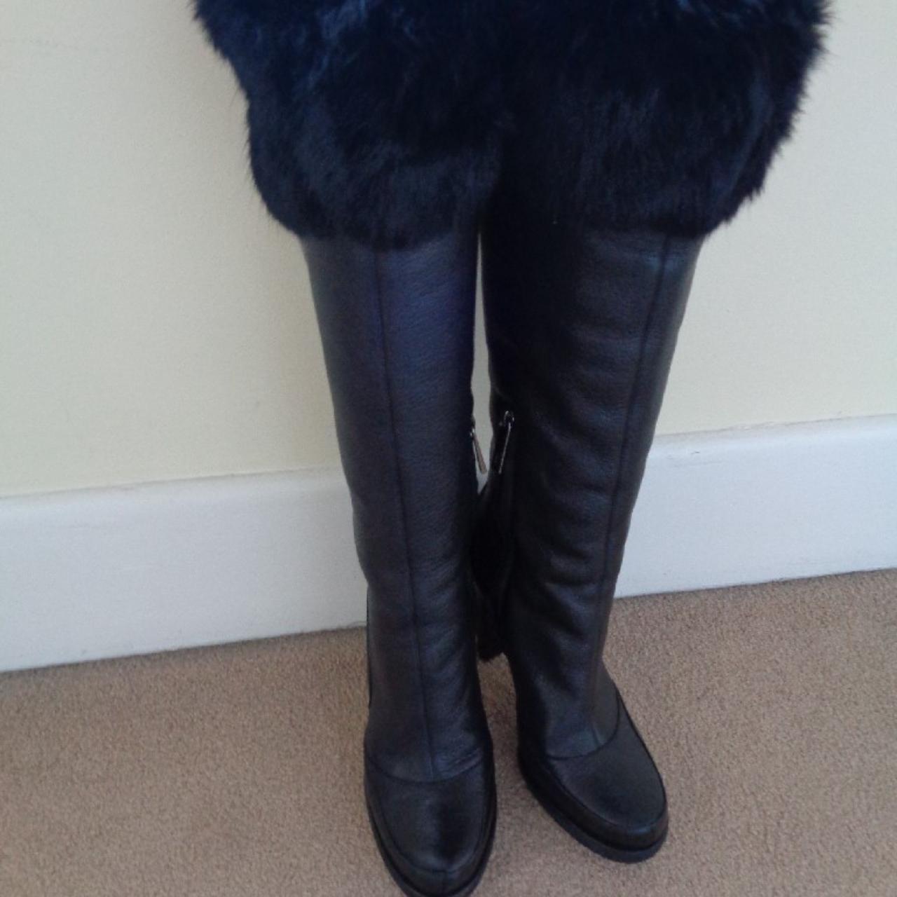 ARMANI COLLEZIONI BLACK KNEE HIGH BOOTS WITH BLACK Depop