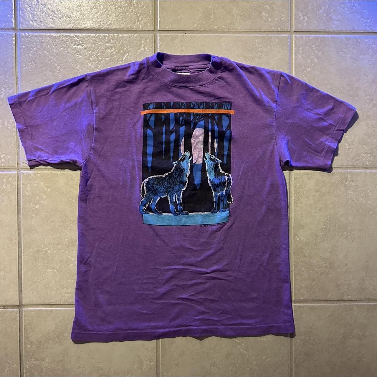 Hanes Women's Purple and Orange Tshirt Depop