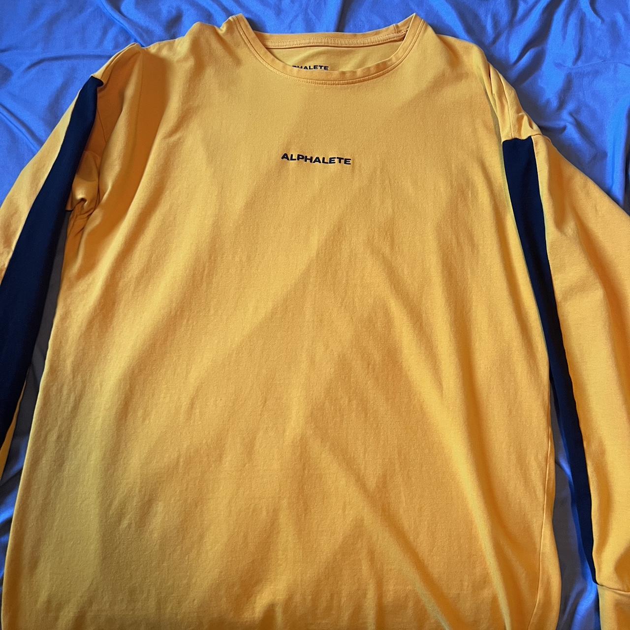 Alphalete Men's Yellow and Black Shirt | Depop