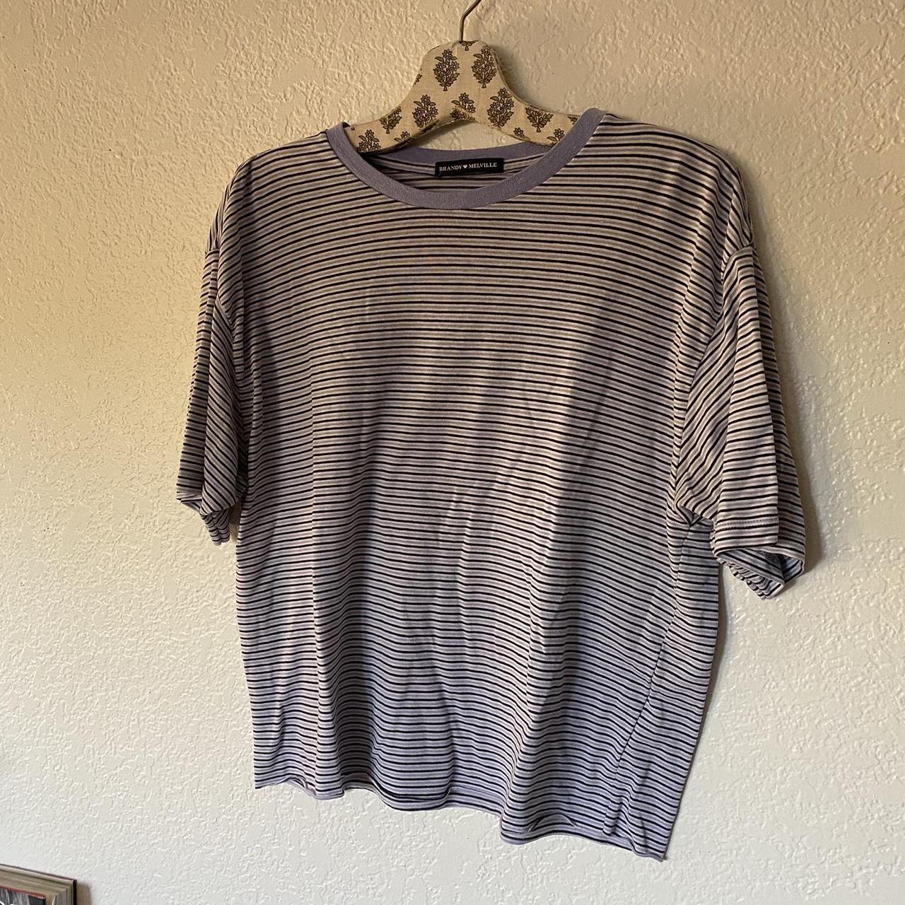 Brandy Melville Oversized Tee Purple, white, and... Depop