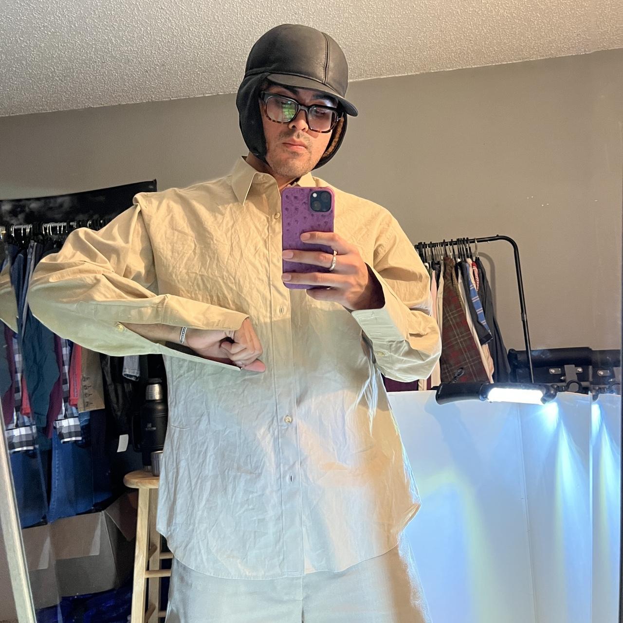 Men's Shirt - Tan/Cream – Tan and cream button-up… - image 3