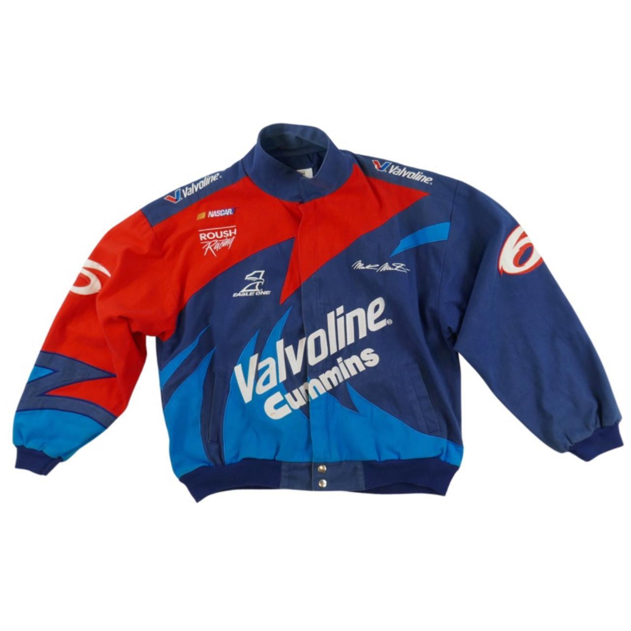 NASCAR Men's Blue and Red Jacket | Depop