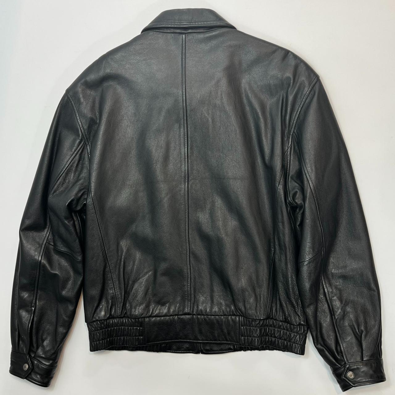 London Fog Leather Bomber Jacket Towne Collection by... - Depop