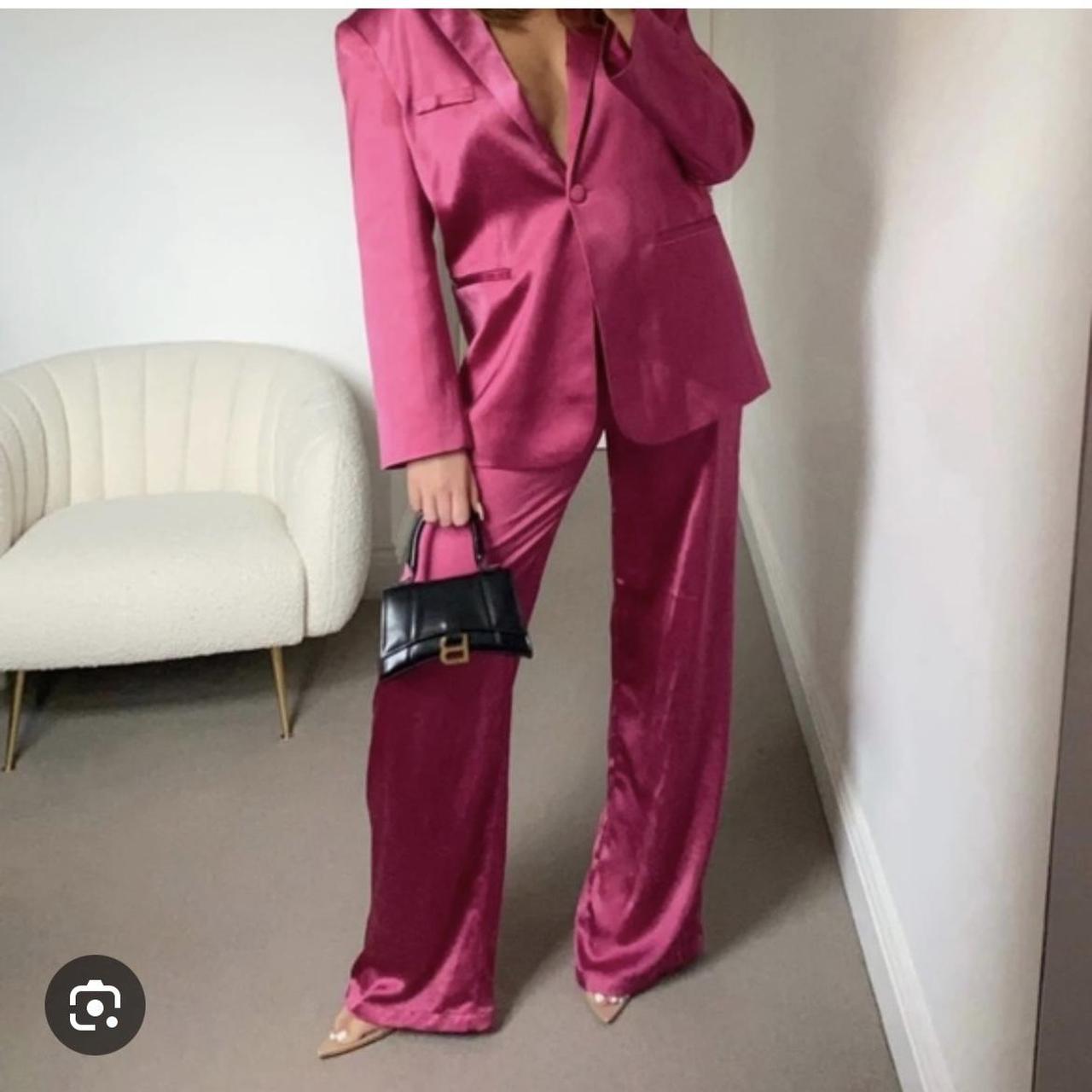 Pink satin suit hotsell