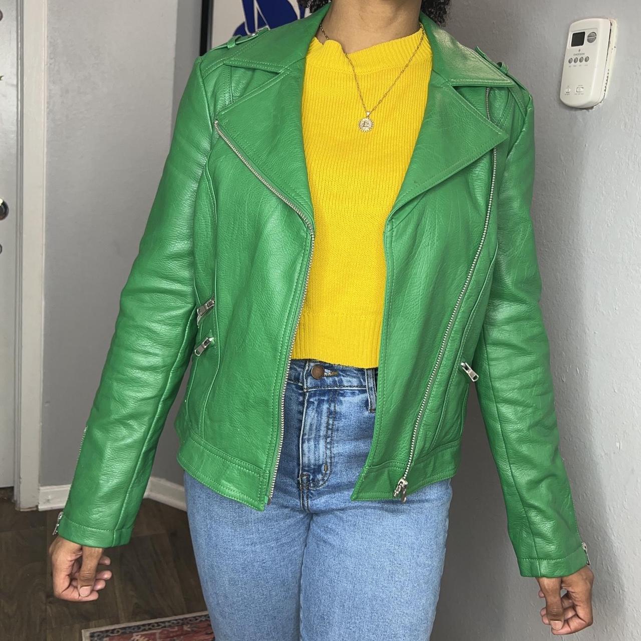 Kelly green hot sale leather jacket