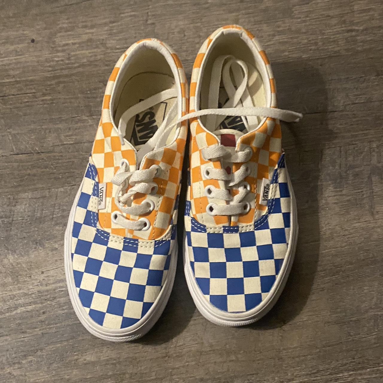 White and orange checkered clearance vans