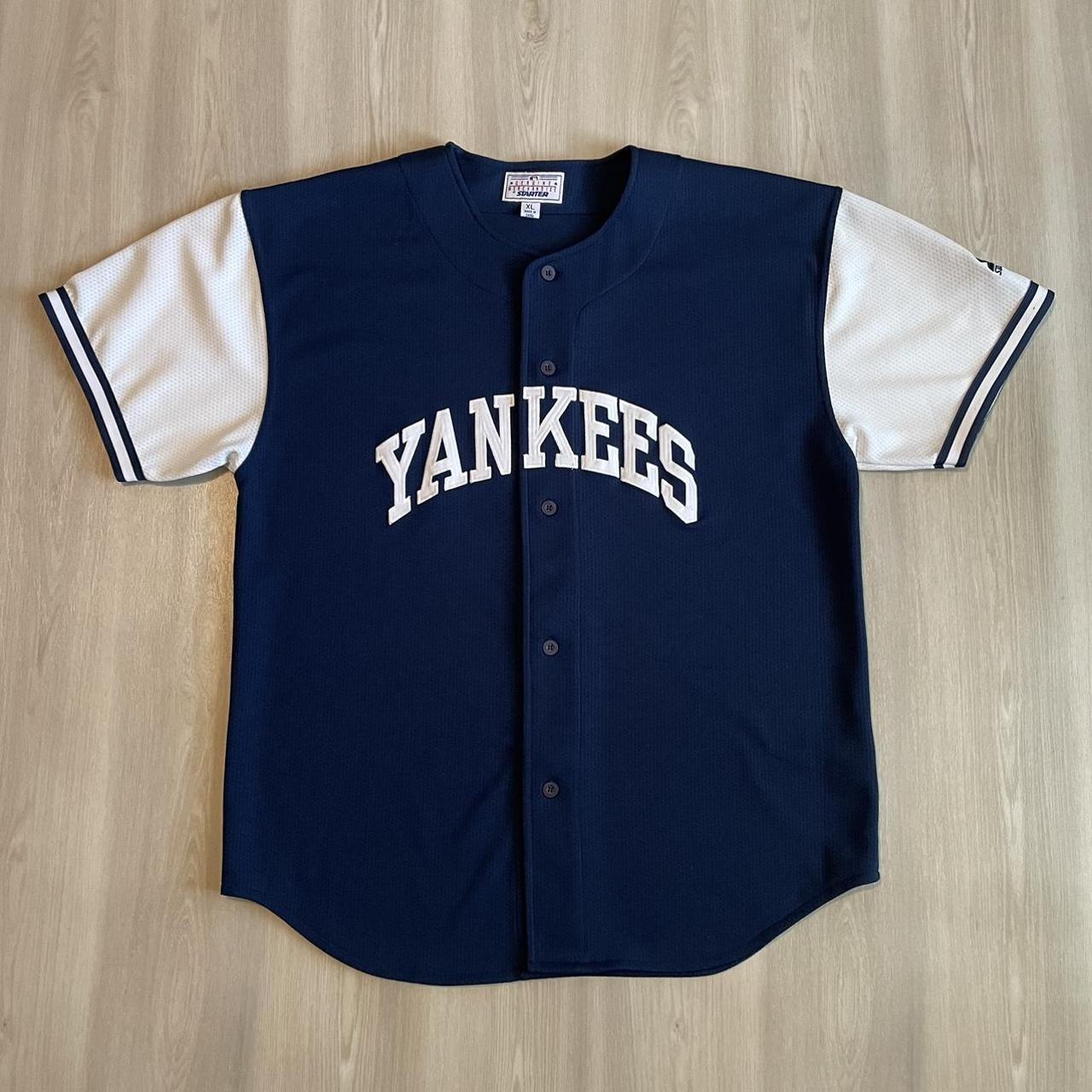 vintage 90s STARTER YANKEES BASEBALL JERSEY. size - Depop