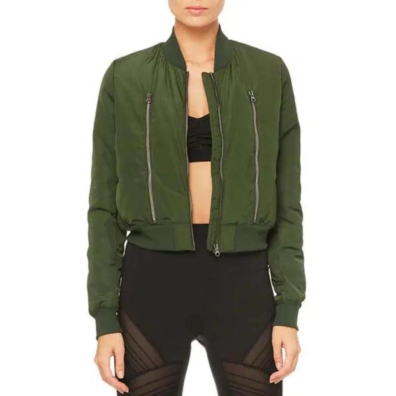 Alo Off Duty Down Bomber Jacket Color green Depop