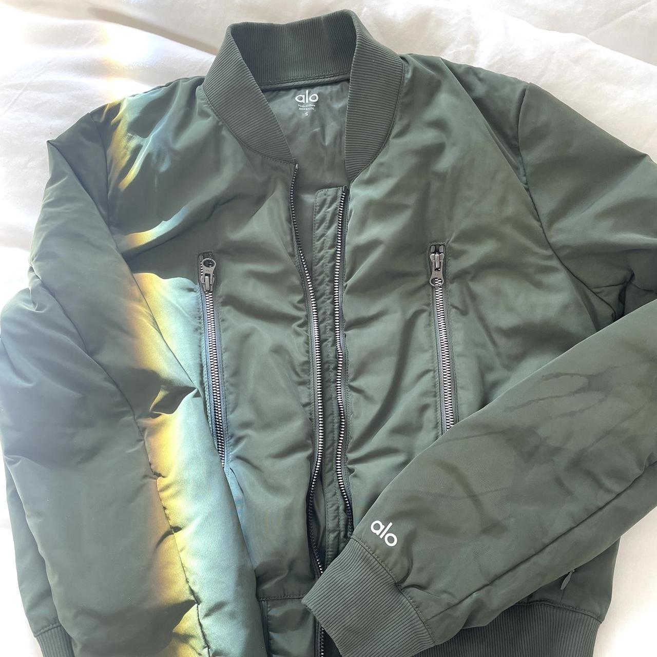 Alo Off Duty Down Bomber Jacket Color green Depop