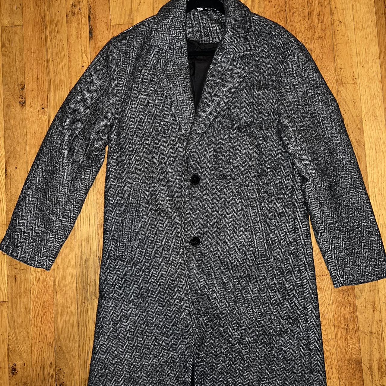Men’s gray wool overcoat from Zara! Originally... Depop