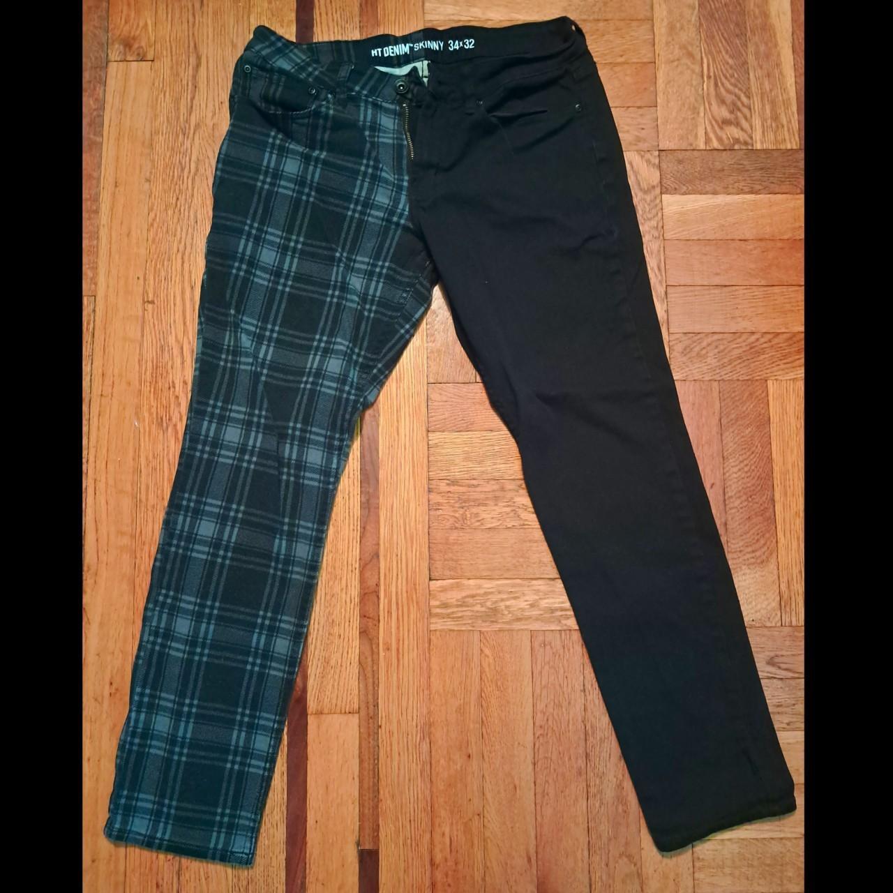 Plaid split leg jeans best sale