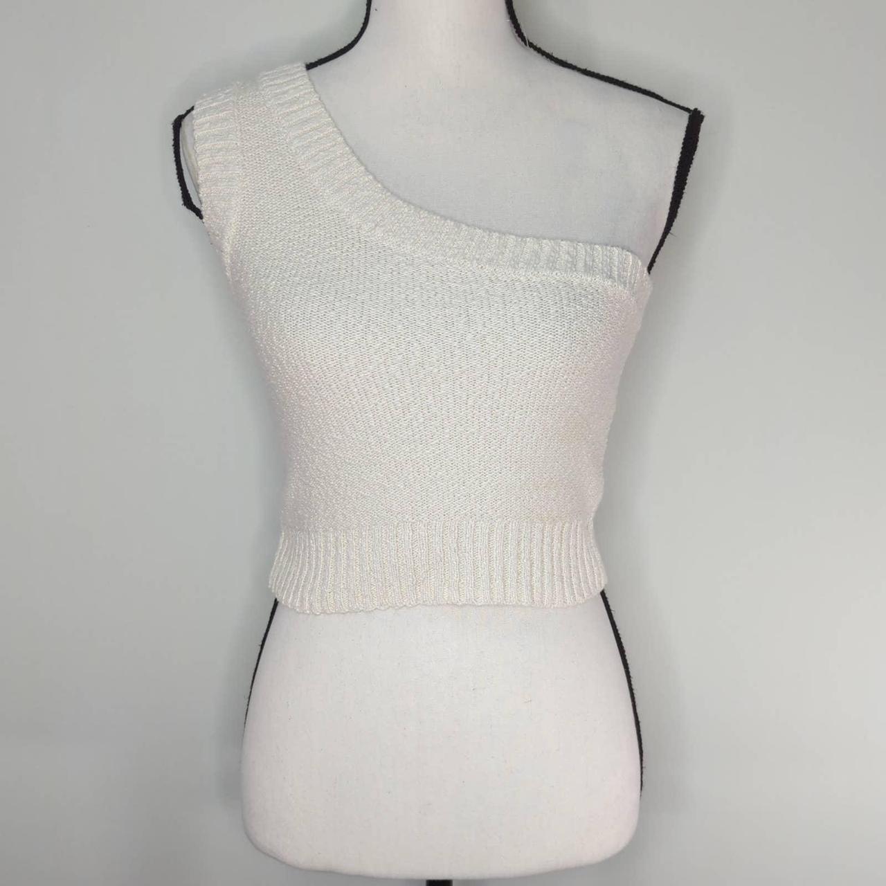 Textural-Knit One-Shoulder Sweater Tank