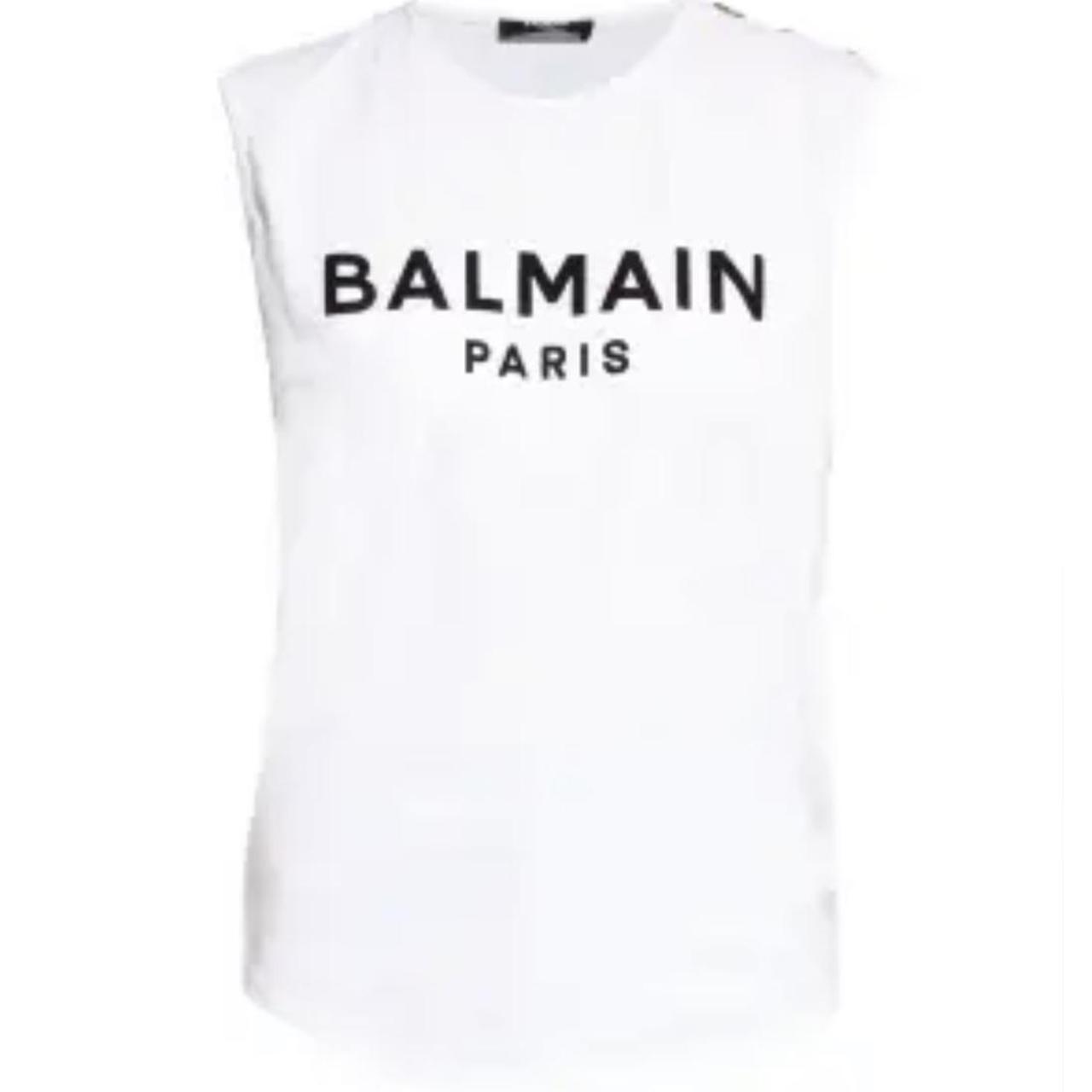 Balmain Women's White and Black Vest | Depop