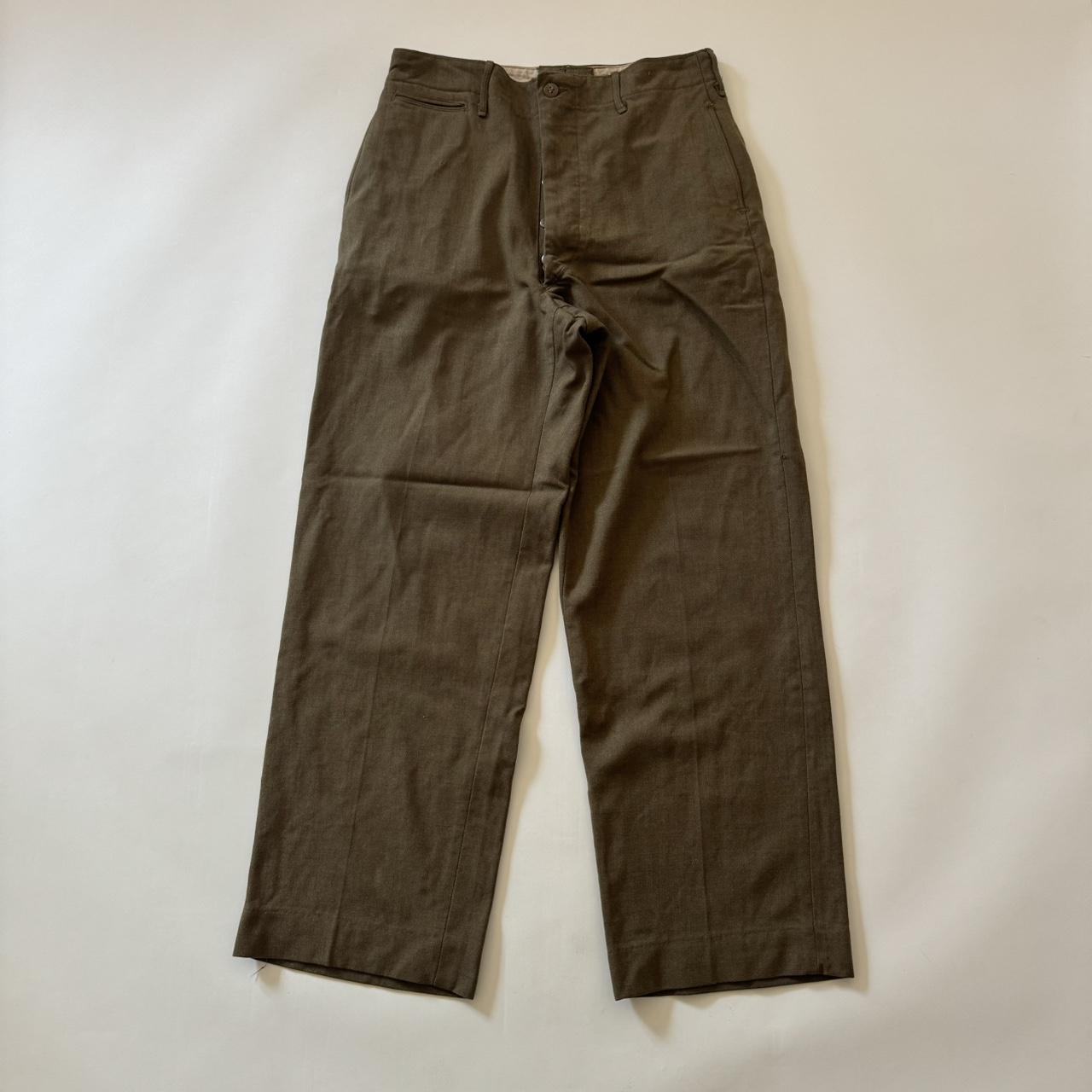 Vintage 40s Military Pants Wool Straight Wide Leg US... - Depop