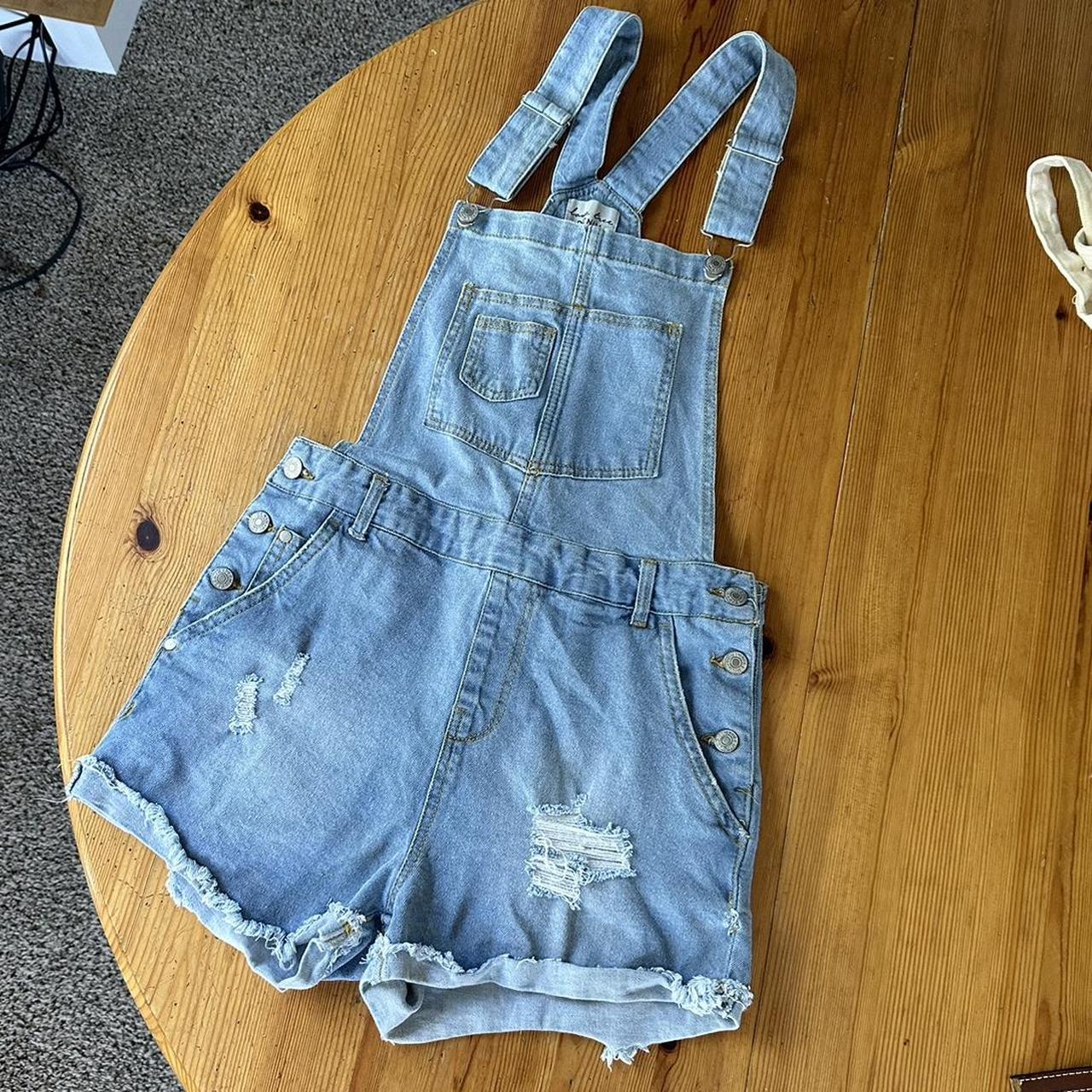 vintage 80s light wash shorts overalls brand is